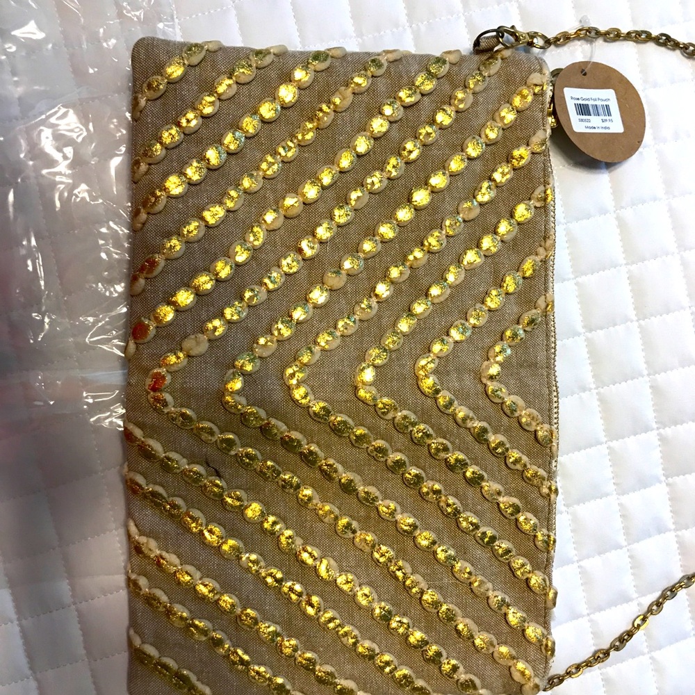 Canvas crossbody purse with gold trim